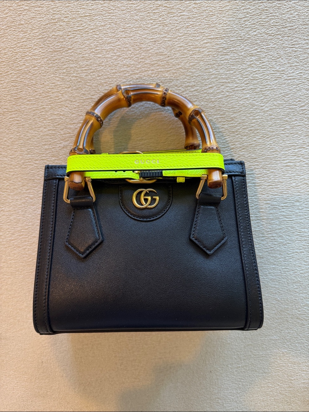 Gucci Black Diana NM Bamboo Handle Tote Leather Mini